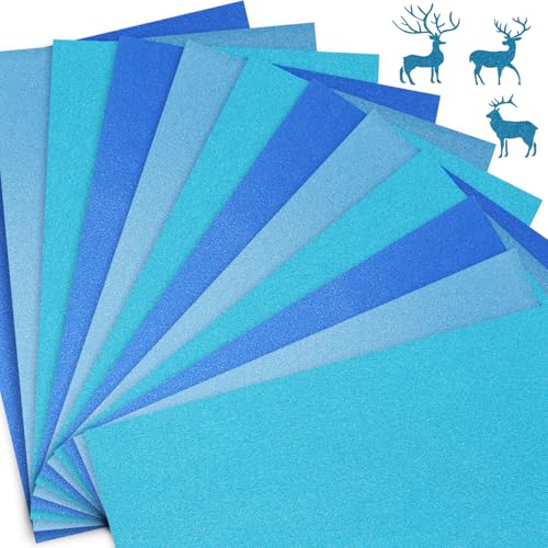 15 feuilles de papier pailleté pour loisirs créatifs, bleu, 21 x 29,7 cm. Papier cartonné pailleté, papier pailleté pour enfants, papier pailleté pour...