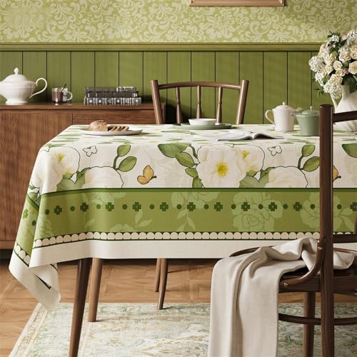 Morbuy Mantel Antimanchas Impermeable, Floral Verde 3D Mantel Hule Mesa Rectángulo,PVC Lavable Cubierta de Mesa,Table Cloth Plastico,para Fiesta,Cocina,Comedor,Exteriore (Verde Claro,100x180cm)