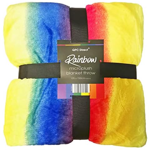 QPC Direct Rainbow Stripe Soft Fleece Blanket Cover