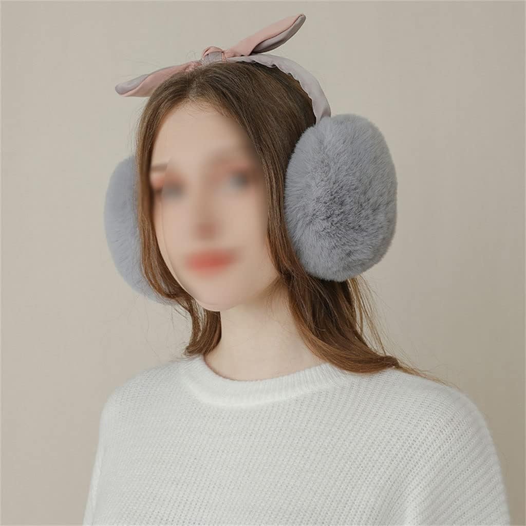 LIRUXUN Grey Earmuffs Women's Winter Warm Earmuffs Plush Cute Riding Ear Hats Outdoor Ear Protection Foldable : Clothing, Shoes & Jewelry