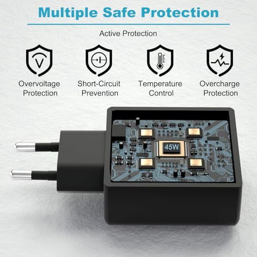 45W USB C Oplader met 2M Kabel voor Samsung Galaxy S25/S24 Ultra/S23+/S23 Ultra/S22/S21/Note20/A54/A53/Z Fold5/Flip5/Fold4/Flip4, Snelle USB C Oplader Plug Snelle USB C Oplaadadapter(2PACK-2M) - Afbeelding 4