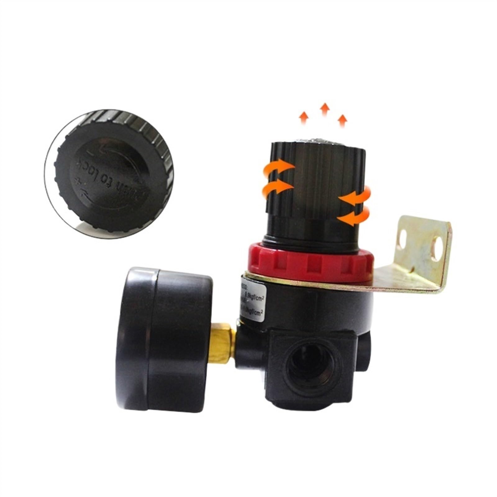 Regolatore di pressione 'aria AR2000 1/4'' Controllo compressori Pompa Regolazione gas Unità di trattamento con manometro regolabile(AR2000PC14MM)