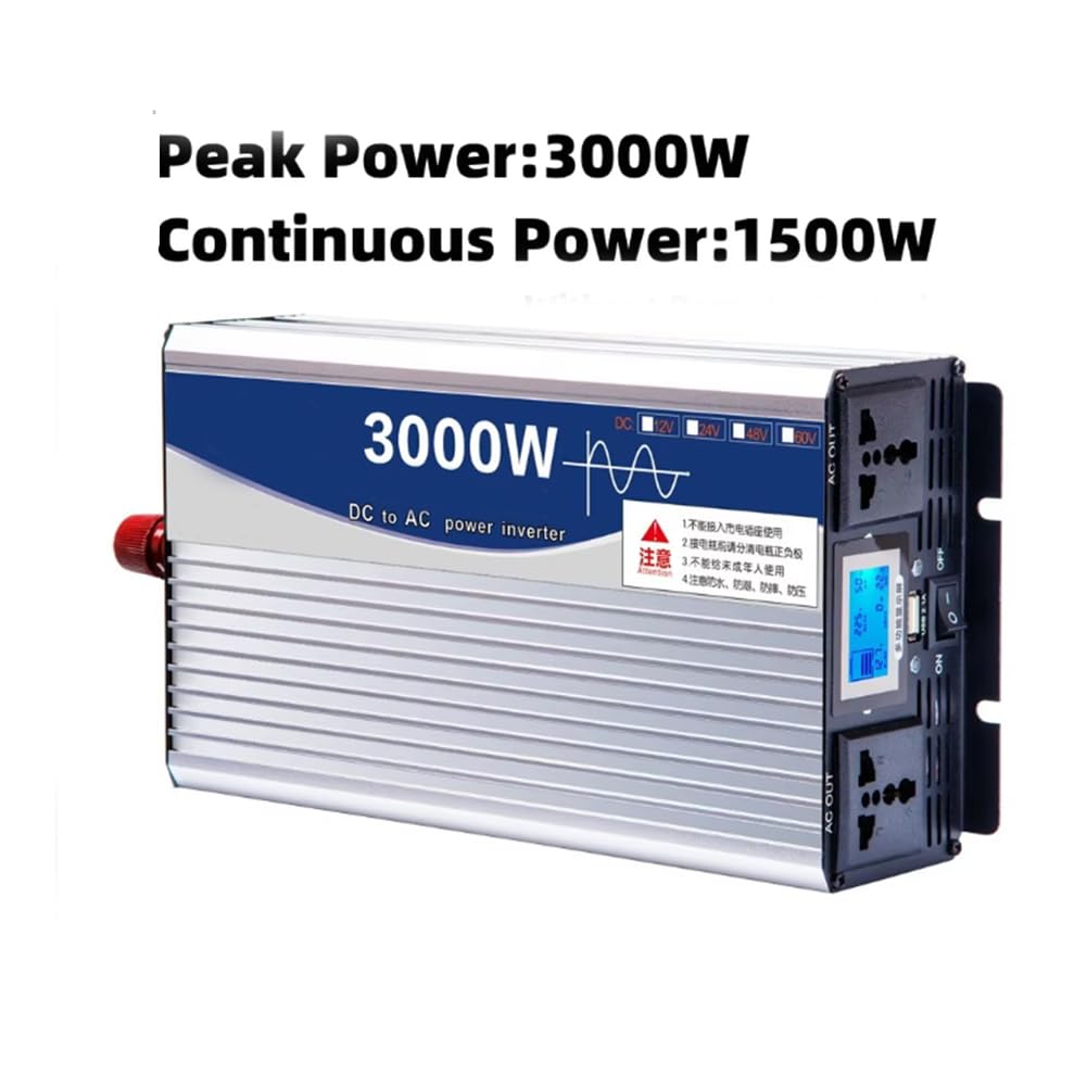 Inversor De Corriente De CC 12 V-72 V A CA 110 V/220 V, 3000 W, Onda Sinusoidal Pura, Cargador con LED para El Hogar, Exteriores, Autocaravanas Y Camping