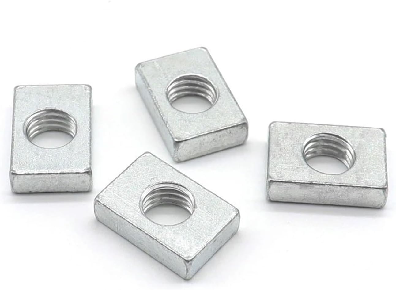 Square Nuts, 10/ 50pcs M3-M8 Zinc-Plated Carbon Steel Thin Rectangular Nuts Slider Block(10pcs,M4-10x7x2.5mm)
