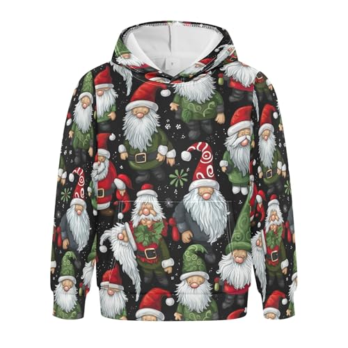 Kids Hoodies Sweaters Christmas Xmas Gnome Dwarfs Hooded Sweatshirts with Big Pockets for Boys Girls B0400445