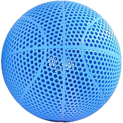 Eternalyme 3D Printed Airless Basketball Size 7 Official No Pump Needed Ultra-Quiet Honeycomb Design High Bounce Ball for Indoor Outdoor Gym Training & Backyard Play (Blue Size 7)