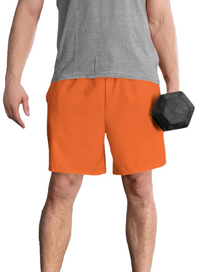 The Funkydelic Store Unisex Solid Shorts | Neon Orange Drawstring Shorts | 240 GSM Micro-Knit Polyester | Casual, Party & Festival Wear-image-4