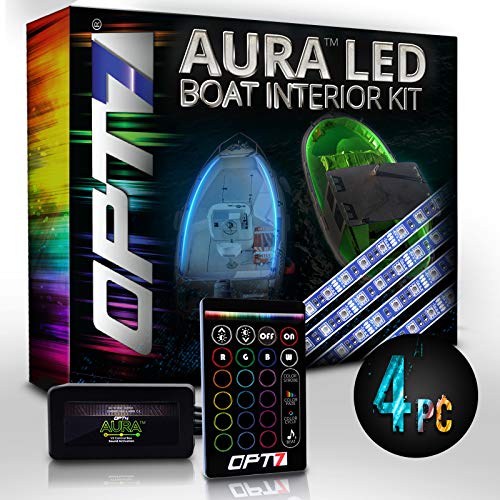 Opt7 Aura Led Marine Boat Lights, W/Soundsync Rgb Interior Lighting Strip, Multi Colors Mode, Wireless Remote, Ip67 Waterproof Deck Light For Pontoon Fishing Bass Sailboat Yacht Kayak, 12V #TOP22