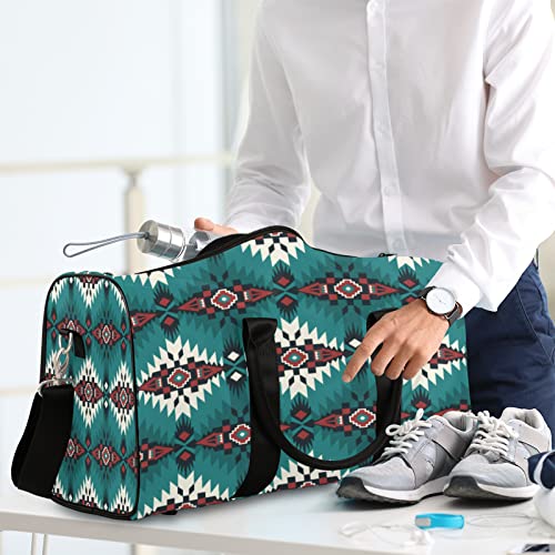 Boho Aztec Travel Duffel Bags For Women Men, Ethnic Abstract Sports Gym Bag Lightweight Waterproof Duffel Bag Foldable Weekender Bag Overnight Bag With Adjustable Shoulder Strap #TOP6