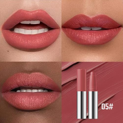 Image of Burnt Coral Matte Lipstick Crayon - Waterproof Long Lasting Lip Liner Pencil, High Pigment Creamy Velvet Lipstick, Non-Drying Lip Color for Women, 05#