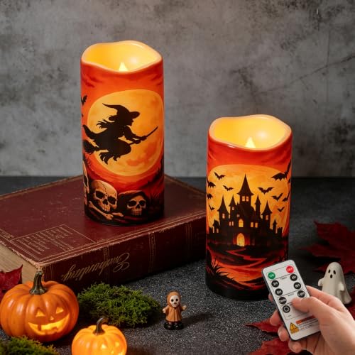 Image of Amagic 3 inchx6 inch Halloween Flameless Candles, Waterproof LED Pillar Candles