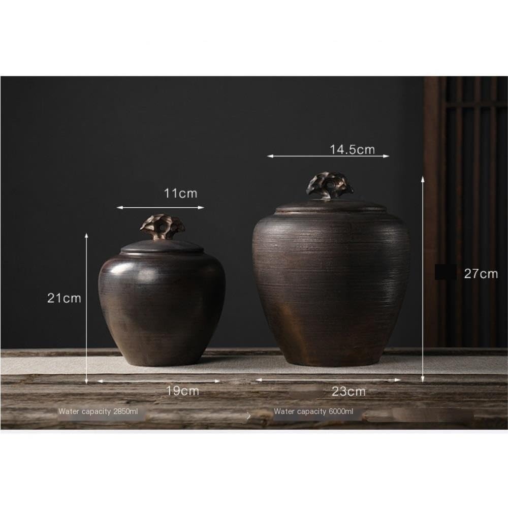 Contenitore per il tè in ceramica, barattolo per il tè sfuso in ceramica con coperchio, barattolo sigillato, semplice, grande capacità, set da tè cinese retrò, barattolo singolo per il tè (B, grande