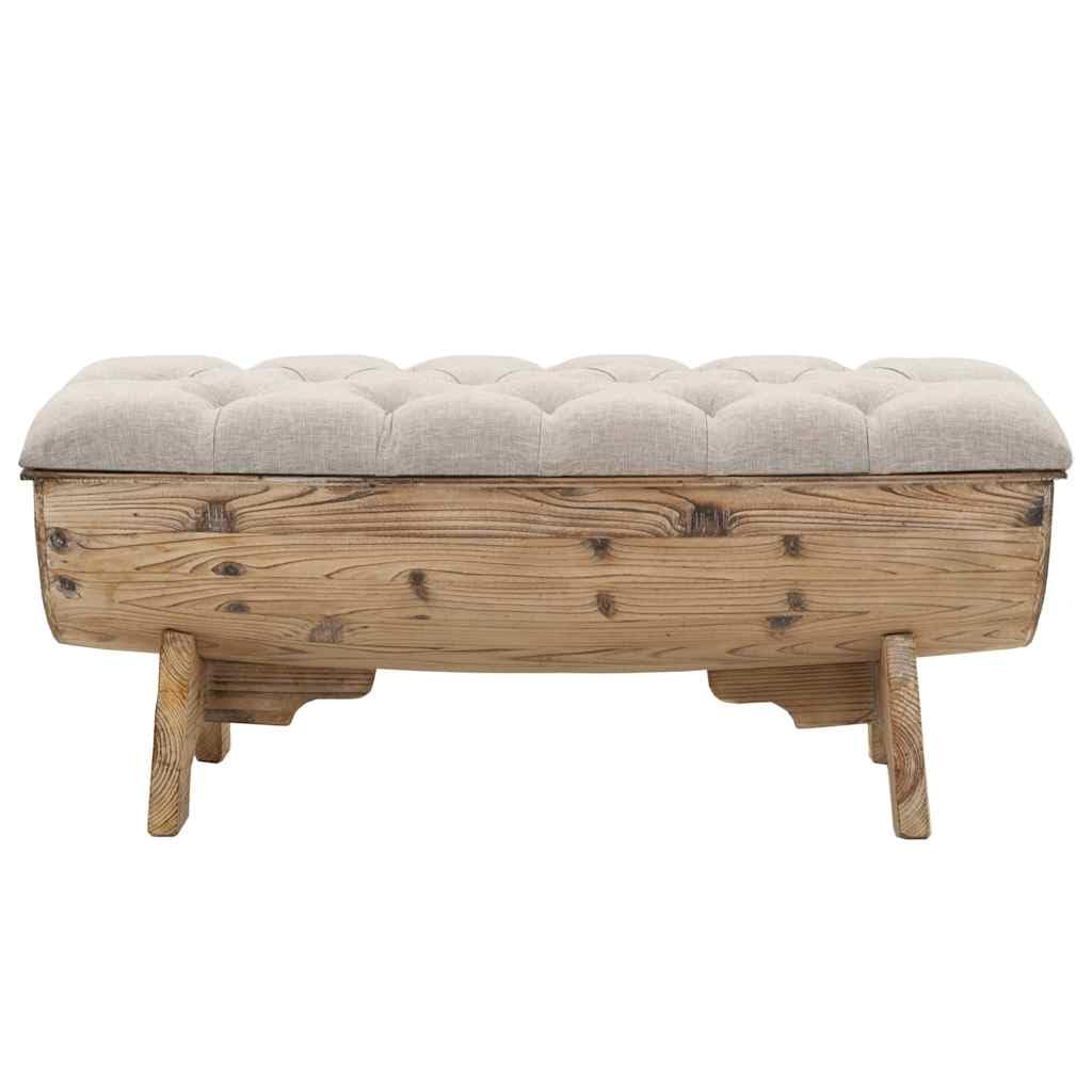 vidaXL BancoAlmacenamiento 103x51x44 cm Tela Asiento Armario Madera Maciza