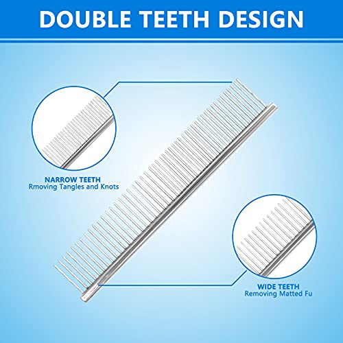 MAXSHOP Stainless Steel Dog Combs for Grooming Small Dogs, Metal Cat Comb for Removing Matted Fur, Professional Grooming… - Image 2