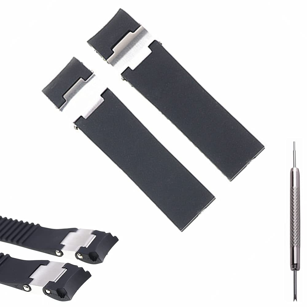 LaTool Rubber Silicone 22mm Watch Band Straps Replacement with Spring Bar Tool - Watch Band Straps Compatible with Ulysse Nardin 263 Maxi Marine/Diver/Black Sea Watches