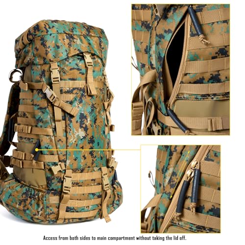 Image of MT Military Army Large Rucksack with Detacheable Assault Backpack Hydration Pack Shoulder Straps and Waist Belt Metal Frame | Detacheable