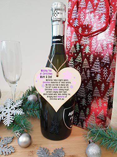 The Plum Penguin Handmade Wooden Christmas Hanging Heart Plaque Gift Missing you at Xmas sentimental rememberance present tree decoration pink snowflakes lost loved ones - Image 2