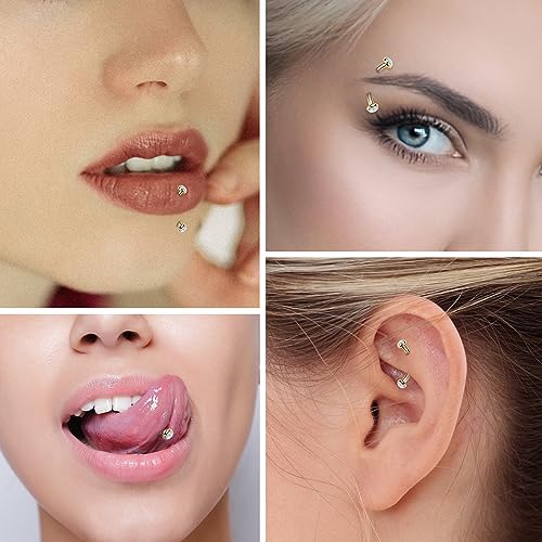 GAGABODY Titanium Eyebrow Jewelry - Curved Barbell & Labret Stud, 16g - Belly Button Ring & Cartilage Earring - Opal Bridge Jewelry4