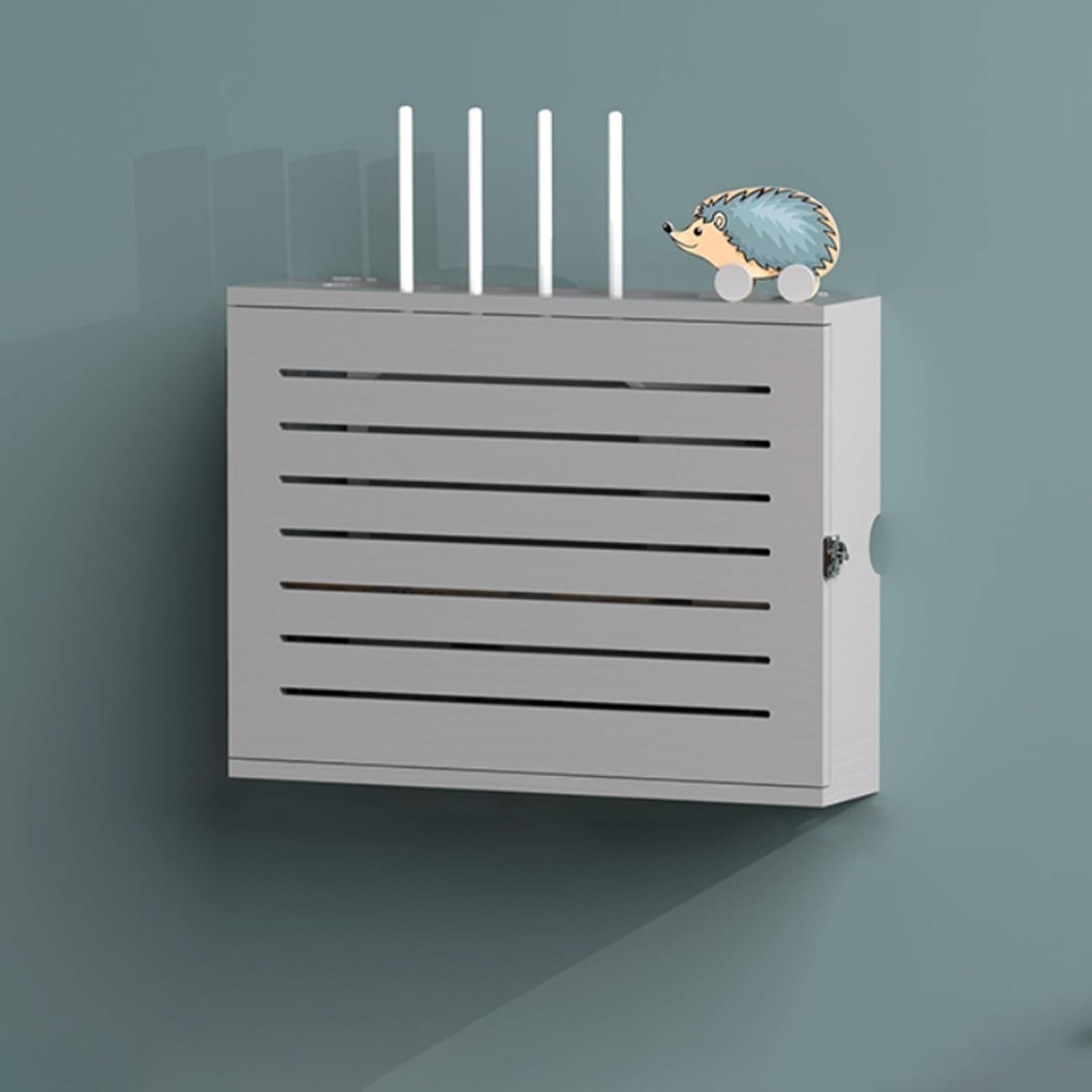 Naścienny pojemnik do przechowywania routera WiFi, bez dziurkowania, modemu, ukrywa kable do biura i domu, szary 18.6in / 47,4 cm, rozwiązania Sk nizer dla przestrzeni bez bałaganu