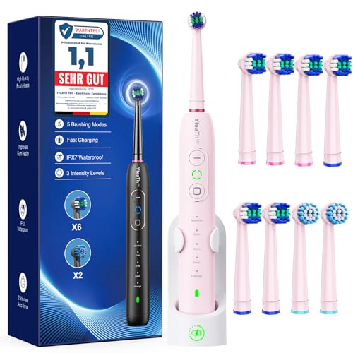 Brosse À Dent Électrique Rotatives pour Adultes Enfant - Brosses À Dents Rotatives avec 3 Intensités 5 Modes, 8 Têtes de Brosse, Étanche IPX7, Brosse A Dent...