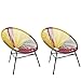 Beliani Rattanstuhl Kunststoff rosa/gelb/beige 2er Set ø 76 cm Acapulco