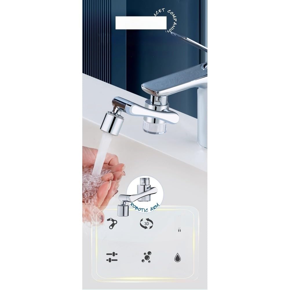Grifo de cobre de modo dual con brazo mecánico flexible, rotación de 1080°, integrado para filtro de polipropileno para cocina y baño