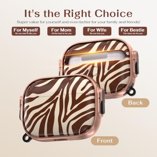 Image of for AirPods Pro 3rd Case with Safety Lock, Magsafe Compatible,Zebra Stripes | Double Secure Lock,Drop Protection,Two-Piece Design,with Gold Keychain, Anti Lost, Dustproof, Cute AirPod Pro 3 Case