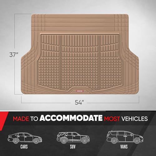 Image of Motor Trend FlexTough Rear Cargo Mat - Heavy-Duty Trimmable Car Trunk Mat for Back of SUV, Universal Rear Cargo Liner for SUV, Flexible Trunk Liner, Automotive Floor Mats & Cargo Liners (Beige)