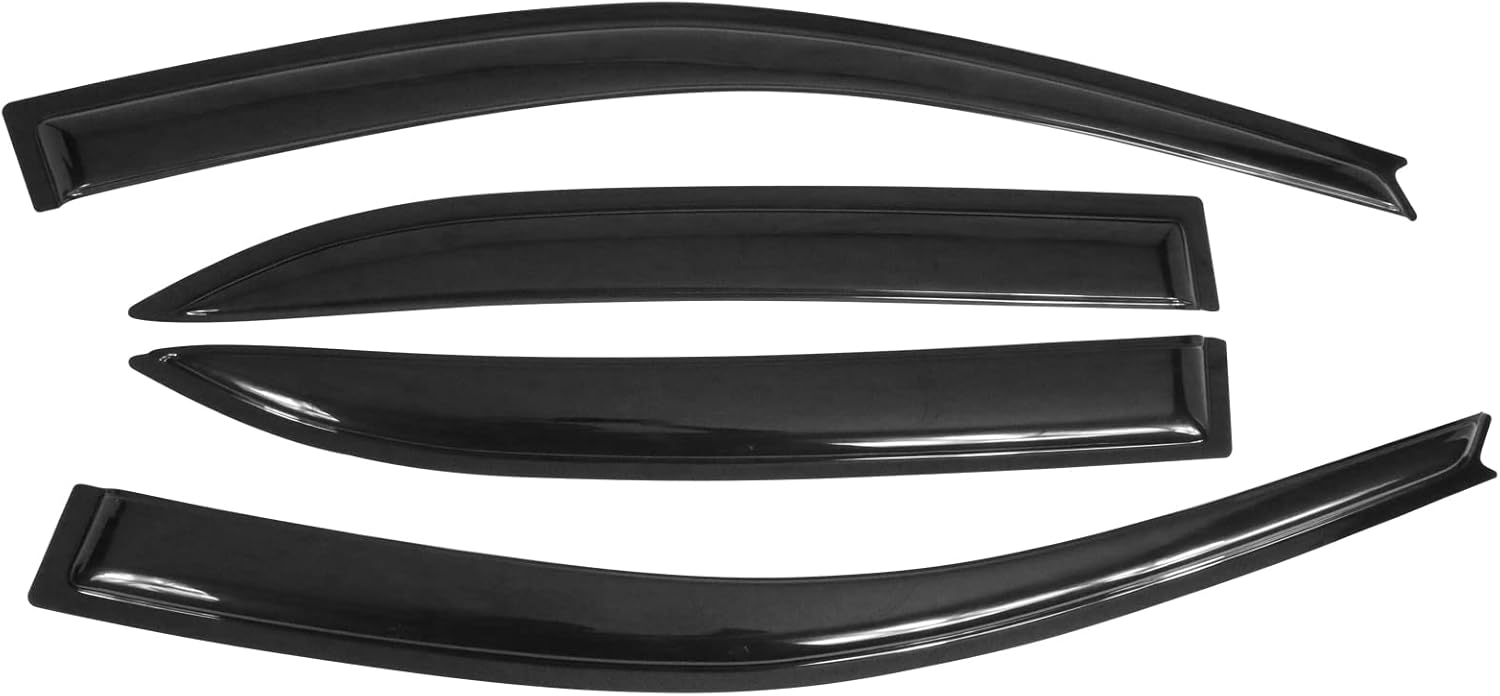 Window Visors Compatible with 2003-2008 Toyota Corolla, Dark Smoke Car Rain Sun Window Shade Guard Wind Deflector Smoke by IKON MOTORSPORTS, 2004 2005 2006 2007