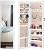 LUXFURNI Mirror Jewelry Cabinet 6 LED Lights Wall-Mount/Door-Hanging Armoire, Full screen mirror Large Storage Organizer Lockable