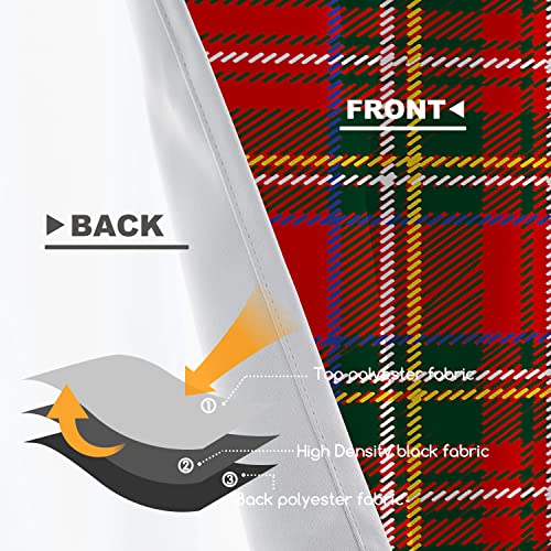 Shrahala Fashion Christmas Red Plaid Kitchen Valances Half Window Curtain, Red Christmas Tartan Green Plaid Heat Insulated Valance For Window Ink Printing Valances Curtains For Decor 52X18 Inch(2Pcs) #TOP2