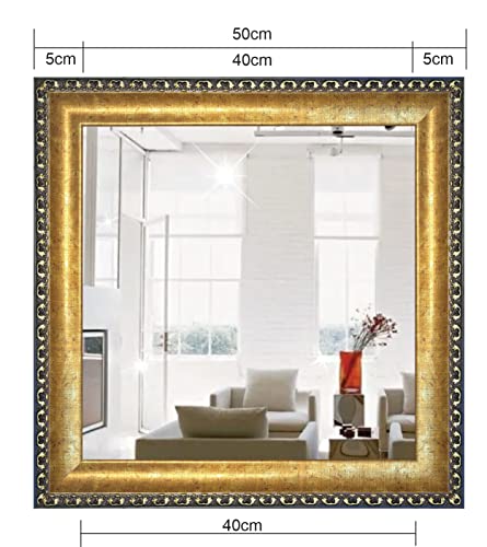 Espelho Dourado Clássico, 50x50cm para Sala, Hall, Lavabo, banheiro