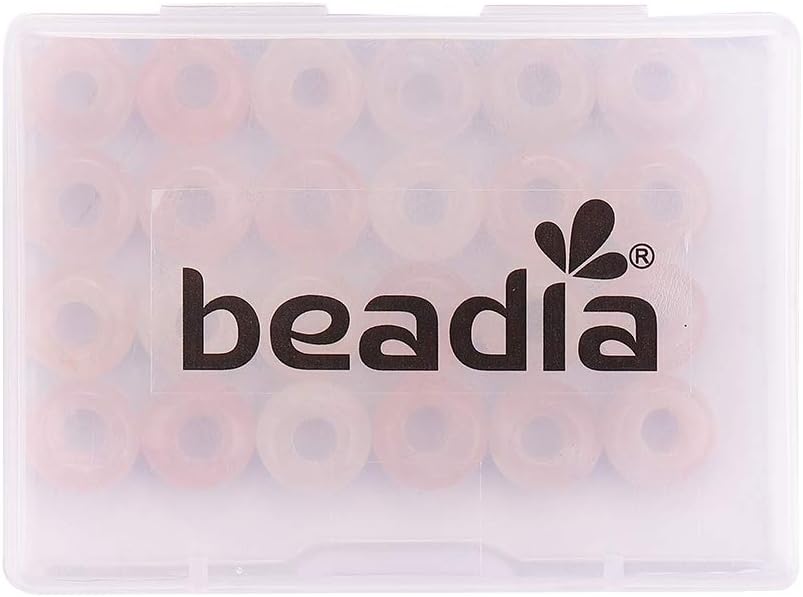 BEADIA Natural Rose Quartz Crystal Rondelle Stone with Large Hole (4mm) Loose Semi Gemstone Beads for Jewelry Making 10mmx4mm 24pcs Rose Quartz 10mm x 4mm