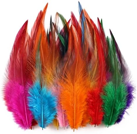 whitefeather Craft Feathers Bulk Pack - 300PCS Assorted Colorful Feathers for Crafting, Hat Decorating, Carnival DIY Projects (4-6 Inch Small Feathers, Synthetic Craft Materials) (Mix Color)