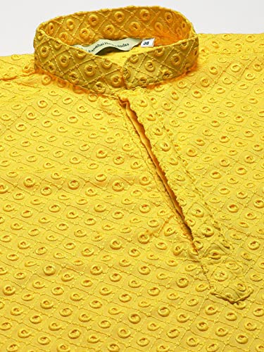 Image of Rajubhai Hargovindas Men Pure Cotton Chikankari Embroidered Straight Kurta