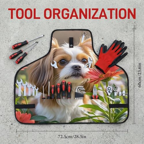 Delantal de trabajo unisex con diseño Shih Tzu y flores miniatura 2