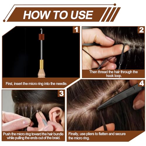 image for vivinin 1000PCS Silicone Hair Extensions Beads, 5mm Lined Micro Links 
