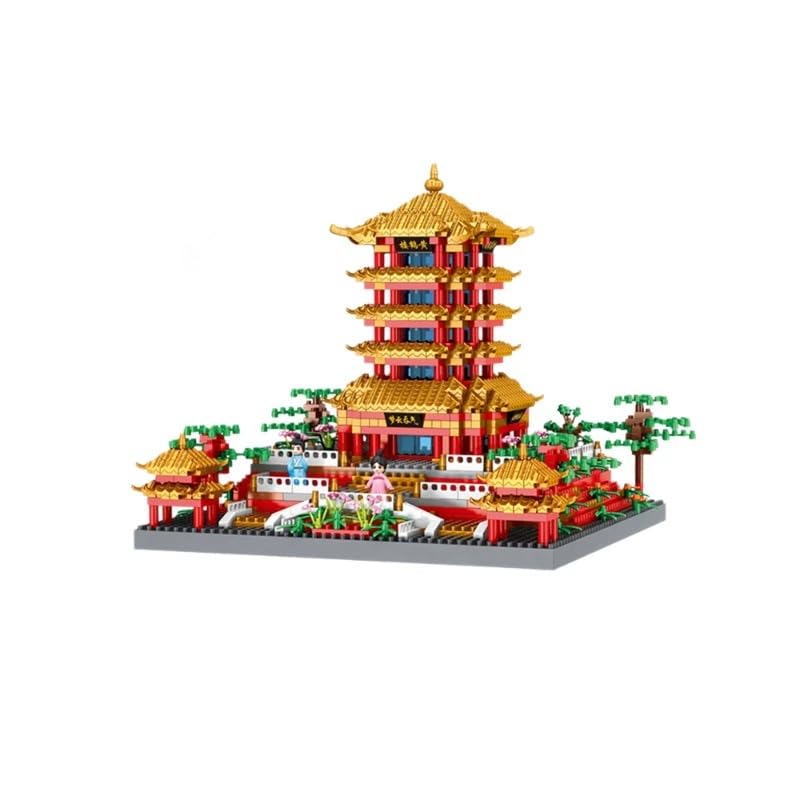 Image of SKY LINE OCEAN Yellow Crane Tower Building Blocks Set (1800 PCS), ABS Construction Large Crane Model with LED Lights, STEM Educational Toy Kit, Only for 14+