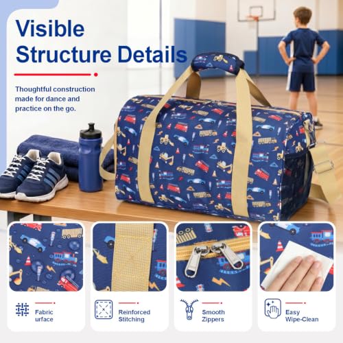 Image of Bagseri Boys Duffle Bag for Travel - Kids Gym Bag with Shoe Compartment