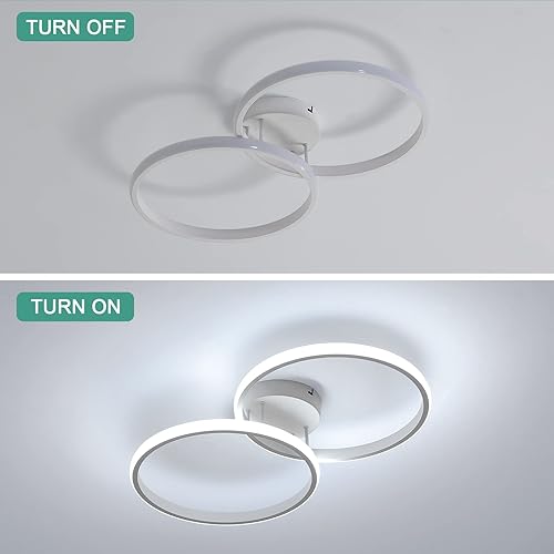 Miniatura 6 de DELIPOP Lámpara de techo LED, 32 W 6500 K, luz de techo moderna blanca fría, 2 anillos redondos, lámpara de techo empotrada para sala de estar,