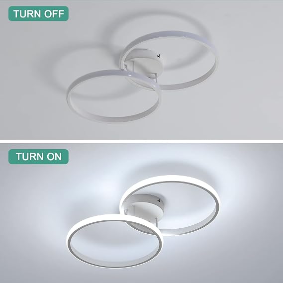 DELIPOP Modern LED Ceiling Light Fixture, 32W 6500K Cold White Flush Mount Ceiling Light for Living Room Dinning Room Kitchen Hallway and Bedroom Acrylic Ceiling Lamp