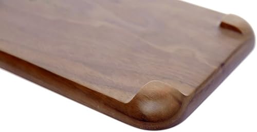 Miniatura 4 de Bandeja de madera rústica de nogal macizo, bandeja cuadrada rectangular para servir bandeja de té, bandeja de mesa de café (rectangular pequeña (12