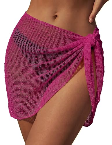 Image of Ekouaer Sarong Wraps for Women Beach Cover Up Short Crochet Coverup Skirts | Sequin Sparkly Sarong Wrap Skirt, Beach Coverup Sarong, Various Ways to Wear, For Swimming, Beach, Vacation, Sea, and Pool