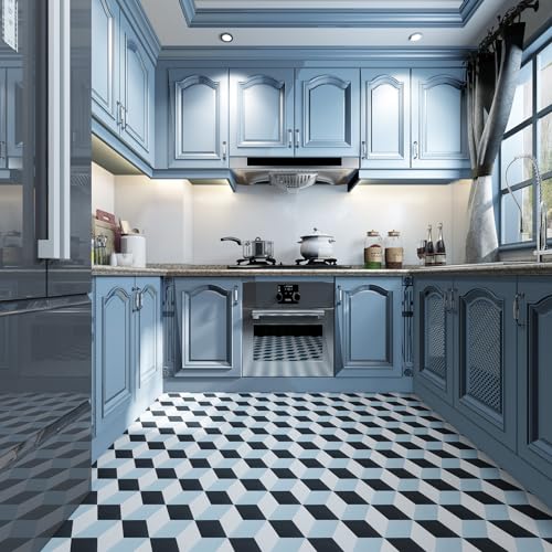Art3d 30-Pack Hexagon Peel and Stick Vinyl Floor Tiles, Blue/Black/White - image 8