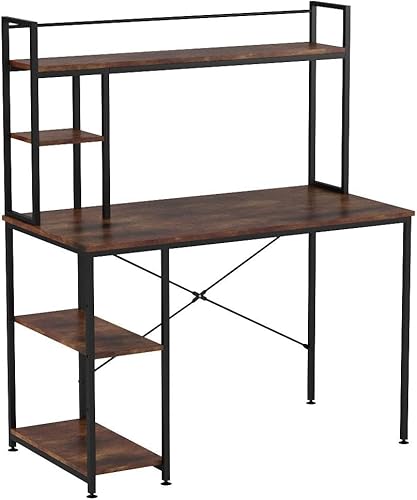 Miniatura 5 de Nost & Host Escritorio para computadora con gabinete y estantería, mesa de trabajo para oficina en casa con gabinete y estantes ajustables de 2