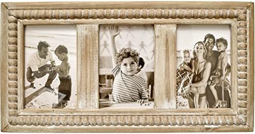 Rustic Distressed Picture Frames Collage with Decorative Beads, 3...