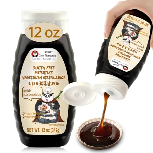 Sauce Grandmaster Vegan Oyster Sauce, Gluten Free Matsutake Mushroom Umami Sauce, Plant-Based, No MSG Added or Preservatives, 12 oz Squeeze Bottle for Stir-Fry, Marinades &amp; Dipping