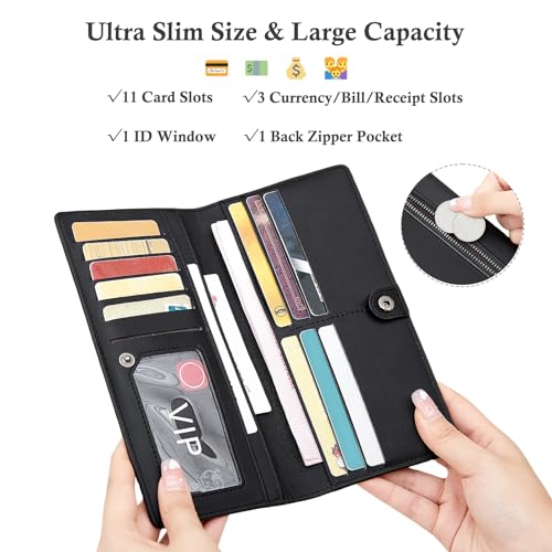 Wallets for Women Slim Thin Soft Leather RFID Blocking Credit Card Holder Bifold Long Ladies Wallet Clutch2