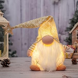 CILYDAME Singing Christmas Gnomes, Gnome with LED Lighting Body, Shaking Hat with Gold Embroidery, Gnome Christmas…
