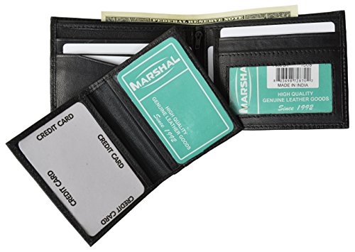 Men's Leather Bifold Wallet Removable Flip Up ID Window by Marshal ®4